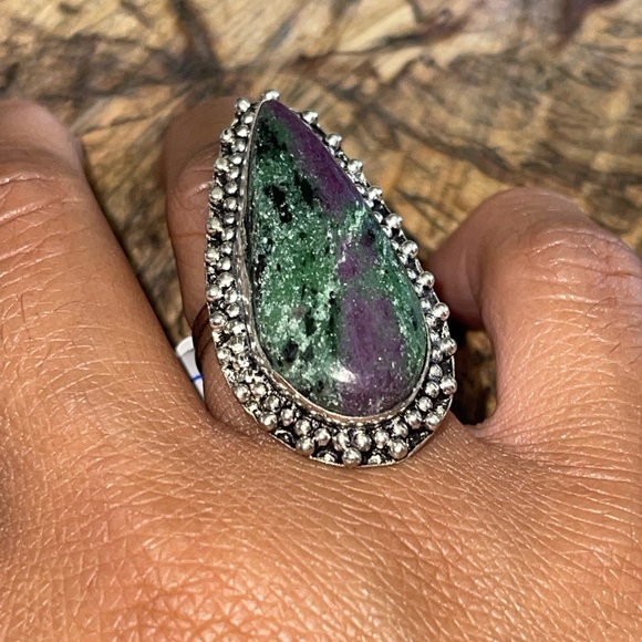 Ruby Zoisite Ring Size 8 - Picture 6 of 9